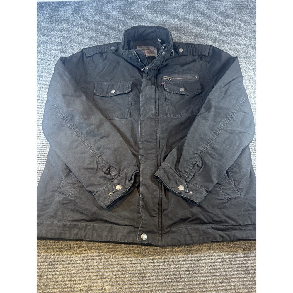 Levi's Military Jacket‎ Men's Black Washed Cotton Two Pocket Full Zipper Size XL